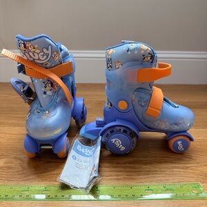 Bluey Kids Roller Skates with Orange Straps (J9-J12) never been used!
